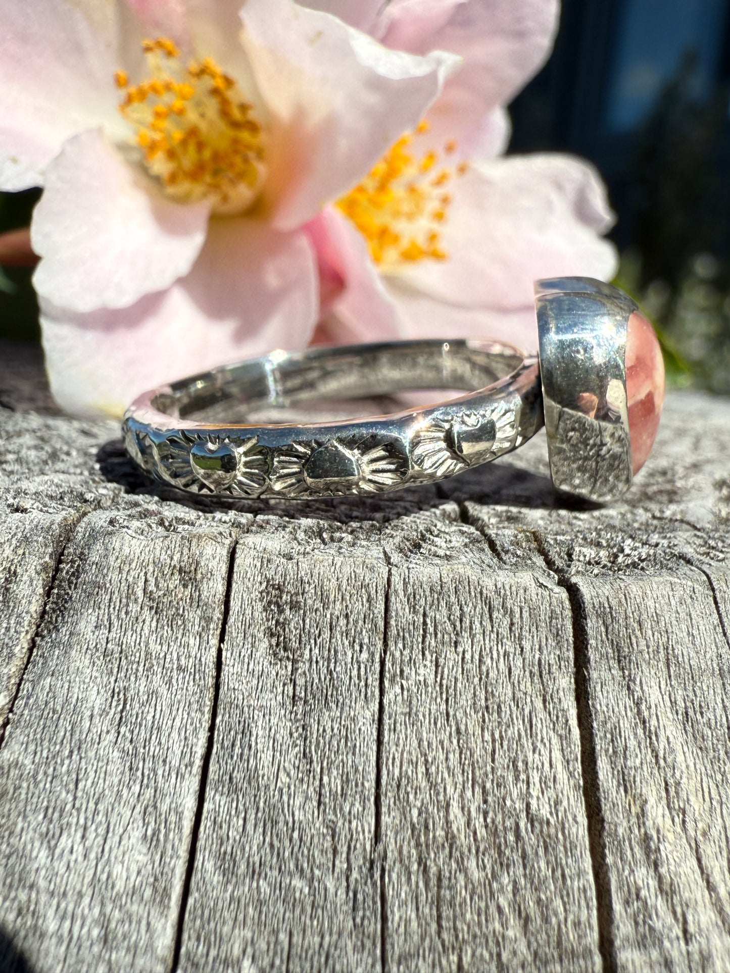 Rhodochrosite heart Ring