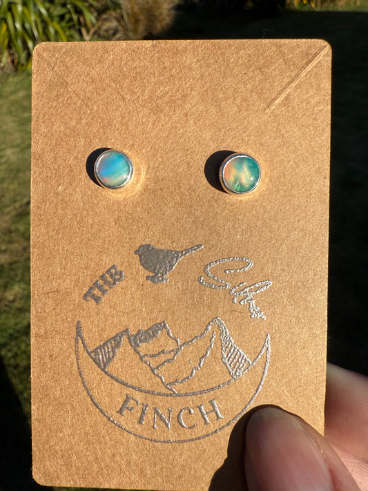 Green/Orange Aurora Opal Studs