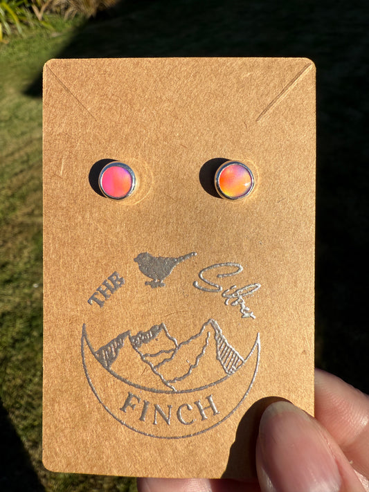 Pink Aurora Opal Studs