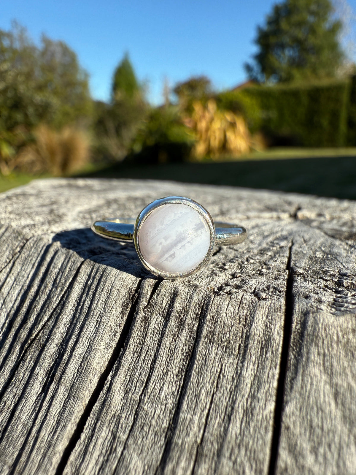 Blue Lace Agate Ring Size 8.75