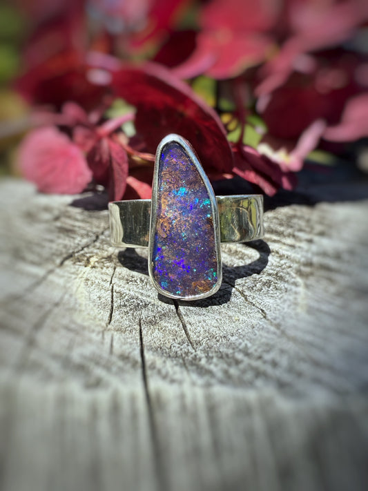 Sparkly Blue Boulder Opal SIZE 8.5 (Q)