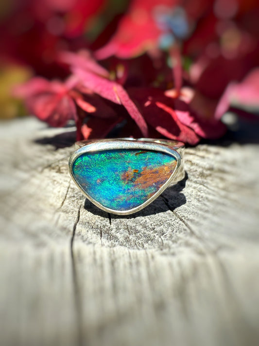Green/Blue Boulder Opal SIZE 5.5 (K)