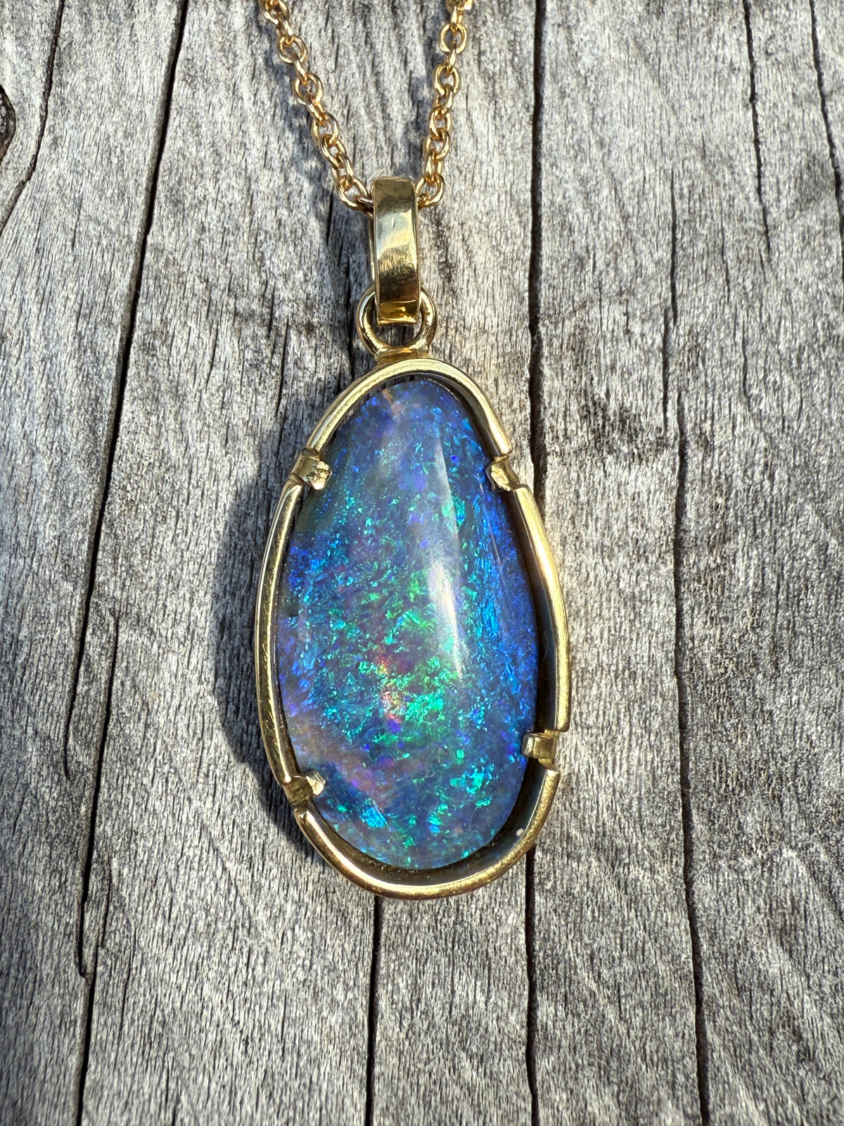 6.5ct Blue Crystal Opal Necklace by JBD NZ