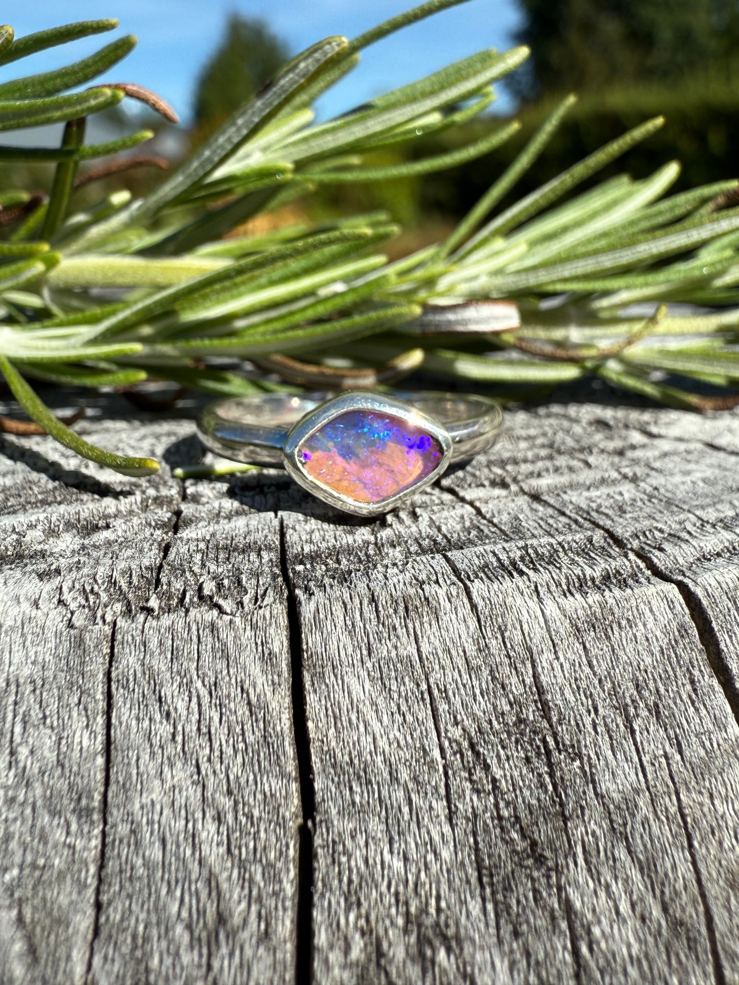 Pink Pipe Opal Ring Size 6.5