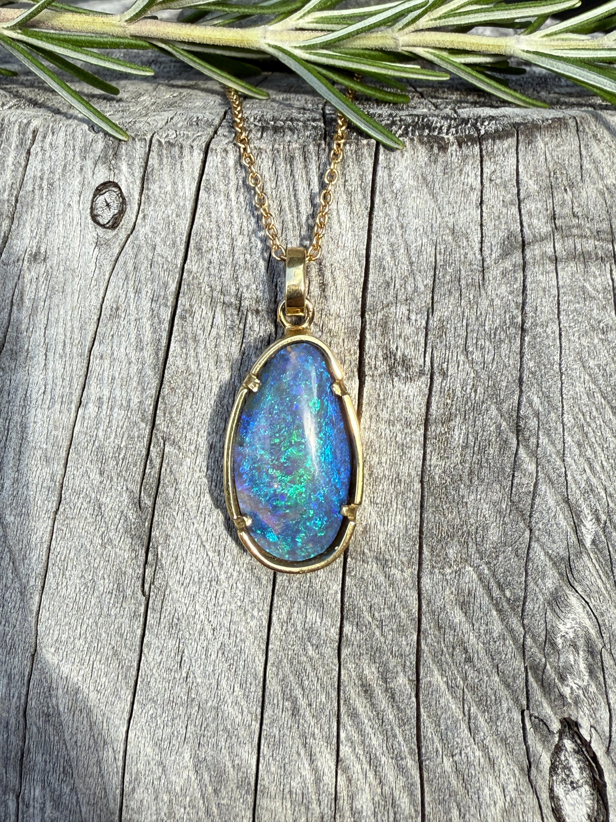 6.5ct Blue Crystal Opal Necklace by JBD NZ