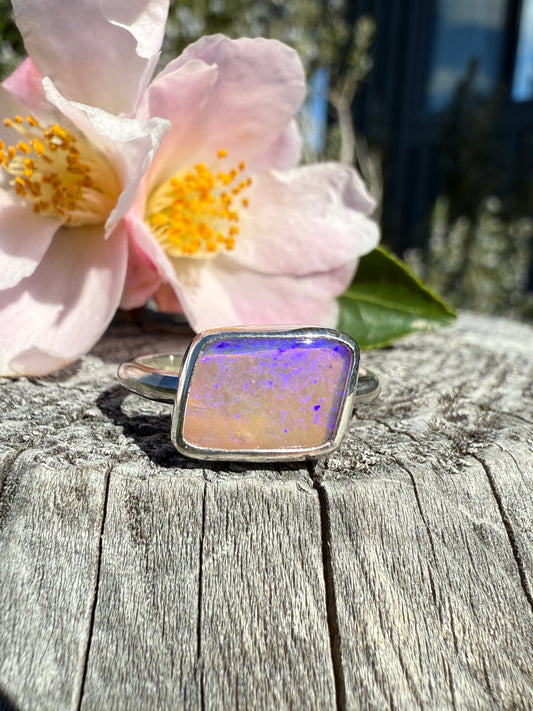 Lilac Pipe Opal Ring